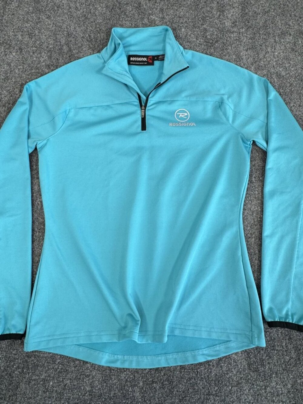Rossignol 1/4 Zip Pullover Base Layer Top Turquoise Blue Size M Ski Hike
